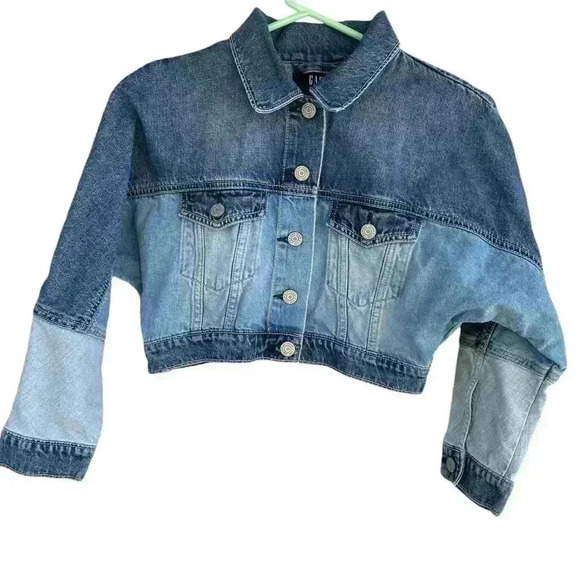 GAP Other - Gap Teen Girls Dolman Cropped Denim Jean dual color 
Retro Jacket sz M preloved